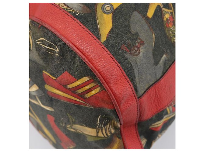 Salvatore Ferragamo Shoulder Bag Coated Canvas Red Gold Auth 202451 Golden - view 16