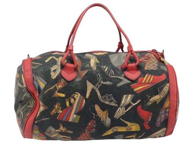 Salvatore Ferragamo Shoulder Bag Coated Canvas Red Gold Auth 202451 Golden - view 2