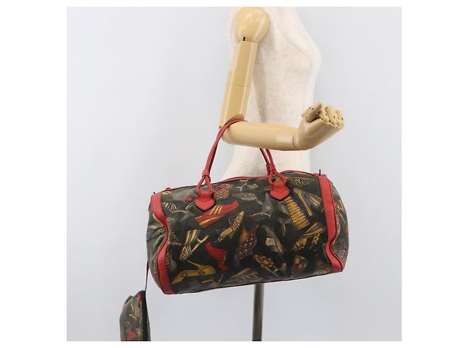 Salvatore Ferragamo Shoulder Bag Coated Canvas Red Gold Auth 202451 Golden - view 24