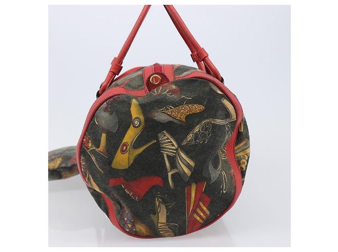 Salvatore Ferragamo Shoulder Bag Coated Canvas Red Gold Auth 202451 Golden - view 3