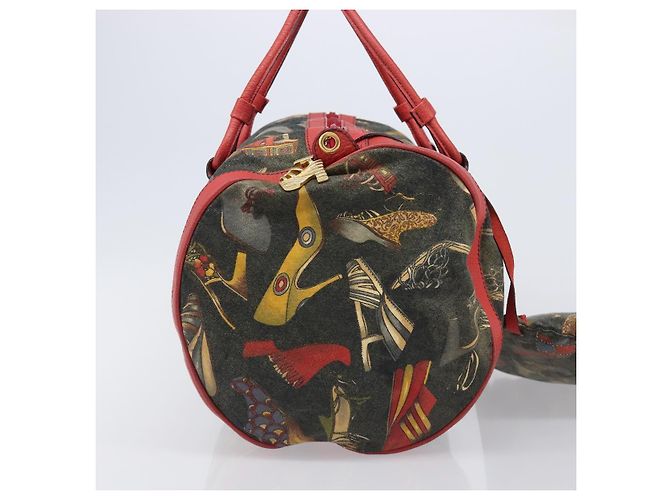 Salvatore Ferragamo Shoulder Bag Coated Canvas Red Gold Auth 202451 Golden - view 4