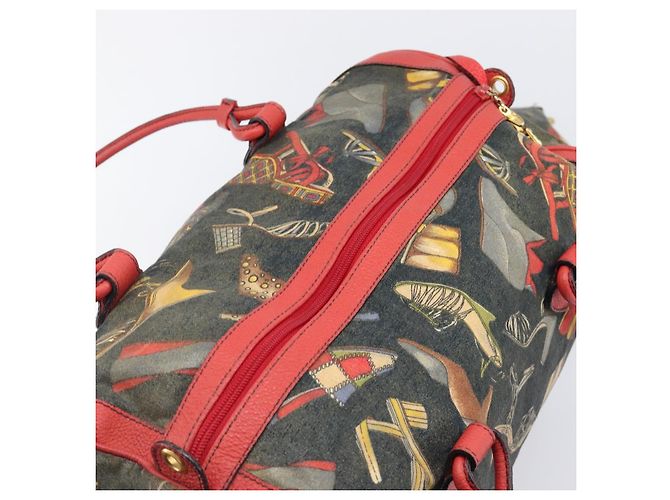 Salvatore Ferragamo Shoulder Bag Coated Canvas Red Gold Auth 202451 Golden - view 6