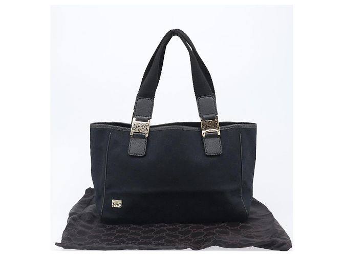 GUCCI GG Canvas Handtasche Schwarz Goldfarben 145810 Auth 204666V - Ansicht 12