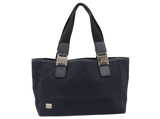 GUCCI GG Canvas Handtasche Schwarz Goldfarben 145810 Auth 204666V - Ansicht 13