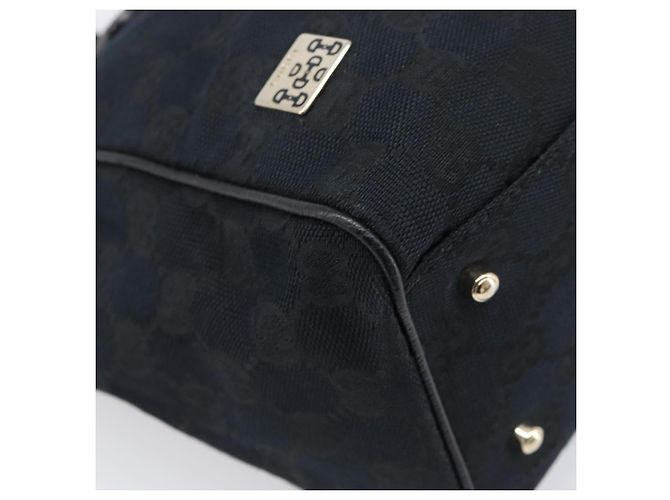 GUCCI GG Canvas Handtasche Schwarz Goldfarben 145810 Auth 204666V - Ansicht 15