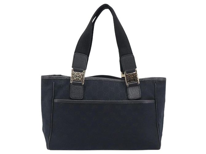GUCCI GG Canvas Handtasche Schwarz Goldfarben 145810 Auth 204666V - Ansicht 2