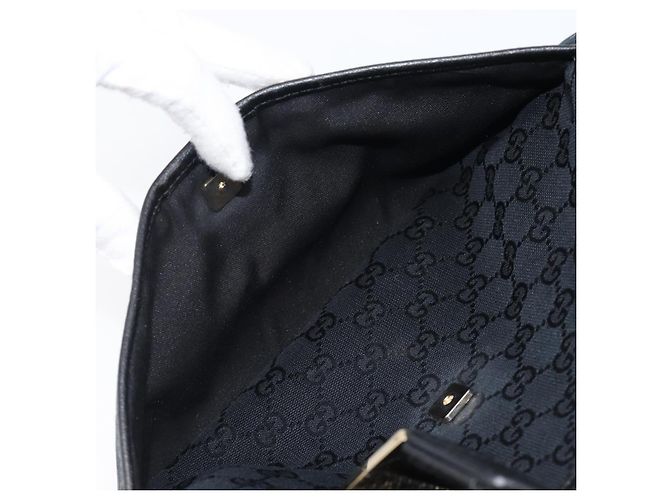 GUCCI GG Canvas Handtasche Schwarz Goldfarben 145810 Auth 204666V - Ansicht 24