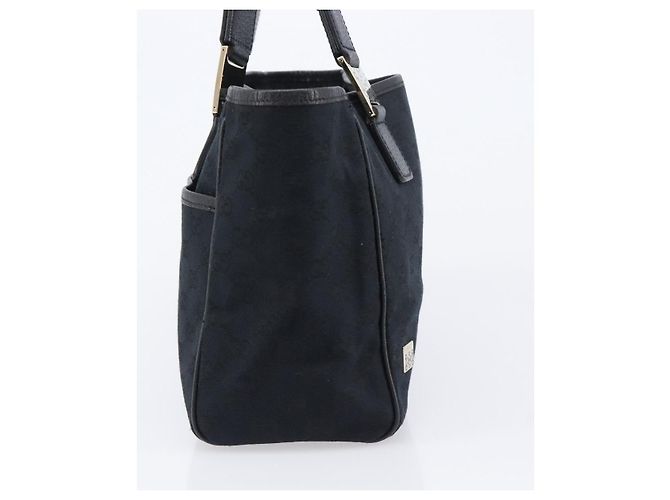 GUCCI GG Canvas Handtasche Schwarz Goldfarben 145810 Auth 204666V - Ansicht 4