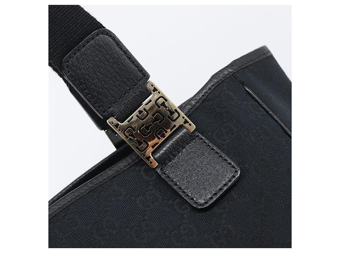 GUCCI GG Canvas Handtasche Schwarz Goldfarben 145810 Auth 204666V - Ansicht 9