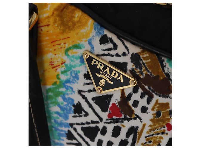 PRADA Venice Tote Bag Nylon Leather Multicolor Gold Auth am12575V Multiple colors Golden - view 21