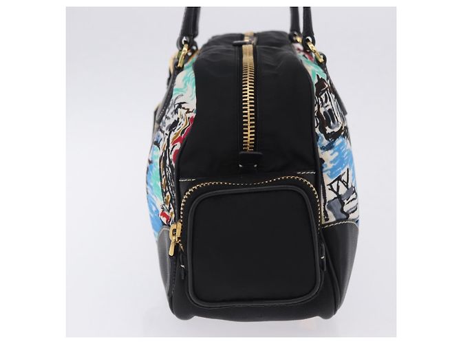 PRADA Venice Tote Bag Nylon Leather Multicolor Gold Auth am12575V Multiple colors Golden - view 3
