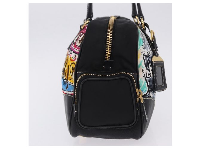 PRADA Venice Tote Bag Nylon Leather Multicolor Gold Auth am12575V Multiple colors Golden - view 4