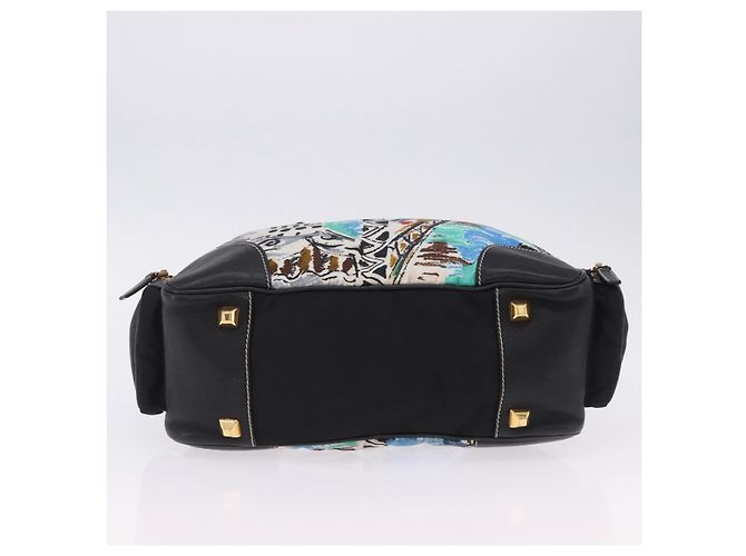 PRADA Venice Tote Bag Nylon Leather Multicolor Gold Auth am12575V Multiple colors Golden - view 5