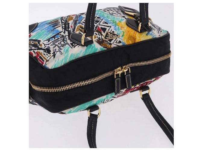 PRADA Venice Tote Bag Nylon Leather Multicolor Gold Auth am12575V Multiple colors Golden - view 6