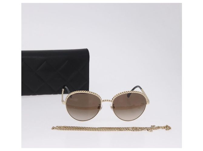 Gafas de sol CHANEL metal Gold Tone CC Auth 204107M - vista 12