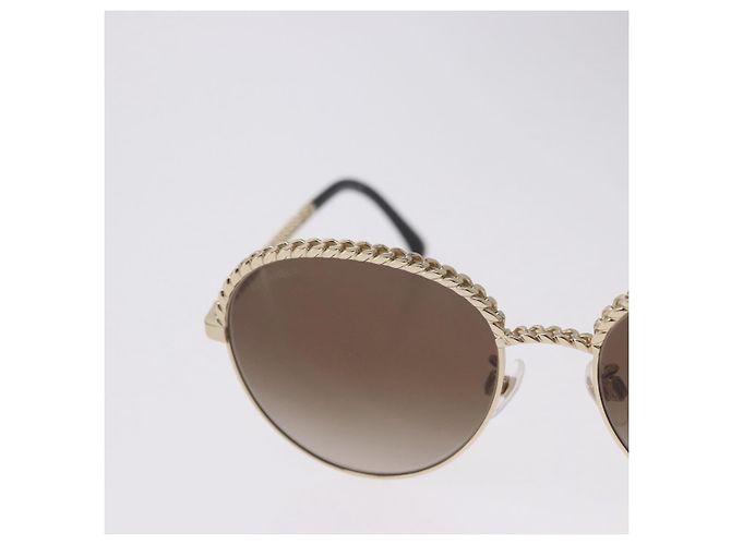 Gafas de sol CHANEL metal Gold Tone CC Auth 204107M - vista 3