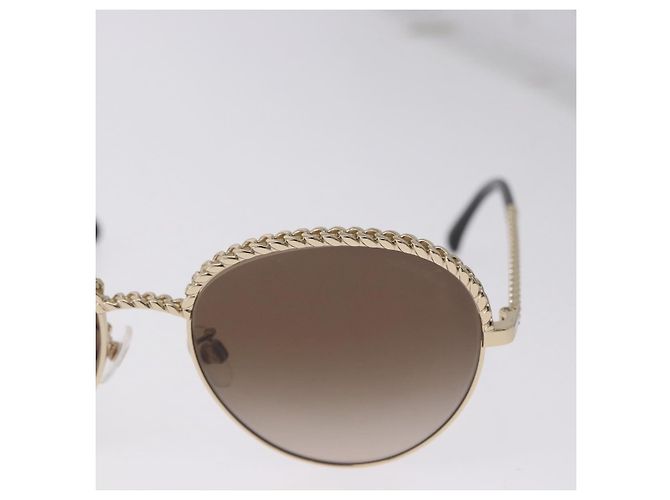 Gafas de sol CHANEL metal Gold Tone CC Auth 204107M - vista 4
