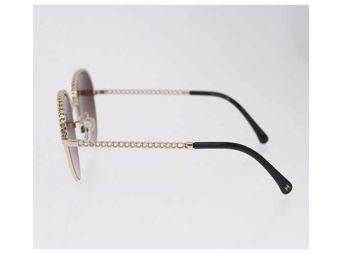Gafas de sol CHANEL metal Gold Tone CC Auth 204107M - vista 7