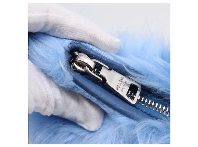 Bolso de mano PRADA Poliéster Azul Plata Auth 203896V - vista 10