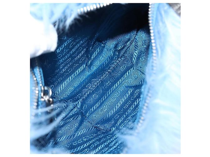 Bolso de mano PRADA Poliéster Azul Plata Auth 203896V - vista 11
