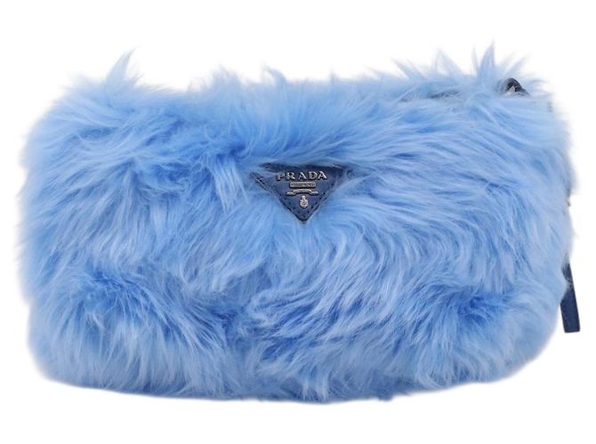 Bolso de mano PRADA Poliéster Azul Plata Auth 203896V - vista 13