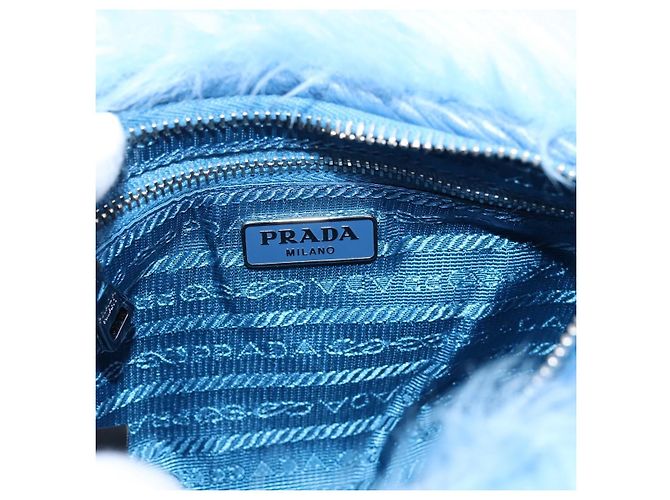 Bolso de mano PRADA Poliéster Azul Plata Auth 203896V - vista 18