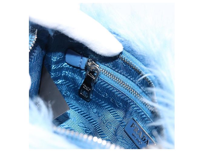 Bolso de mano PRADA Poliéster Azul Plata Auth 203896V - vista 21