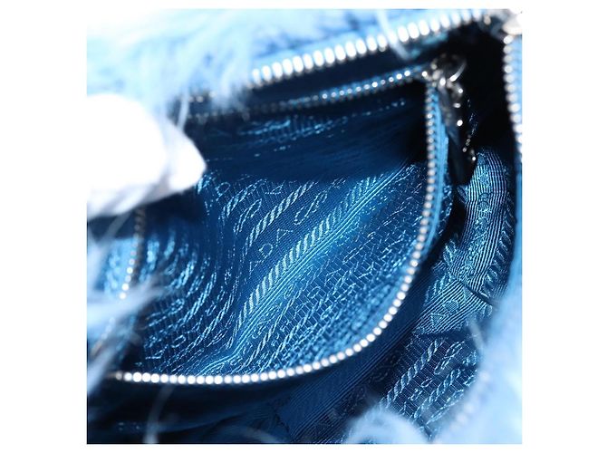 Bolso de mano PRADA Poliéster Azul Plata Auth 203896V - vista 22