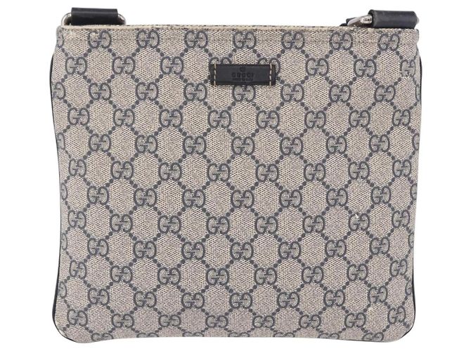 Bolsa de Ombro GUCCI GG Supreme PVC Navy Silver 201538 Auth ka6210 Prata Azul marinho - vista 13