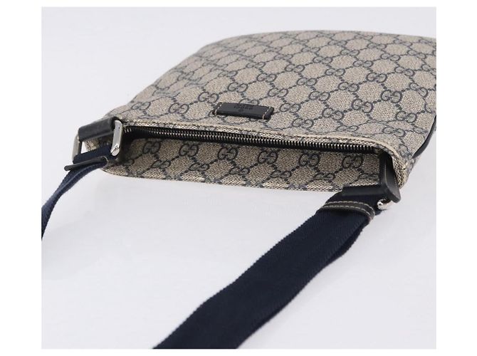 Bolsa de Ombro GUCCI GG Supreme PVC Navy Silver 201538 Auth ka6210 Prata Azul marinho - vista 14