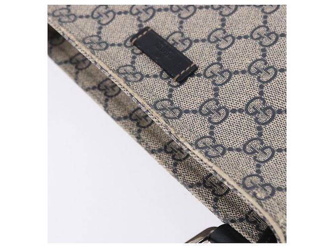 Bolsa de Ombro GUCCI GG Supreme PVC Navy Silver 201538 Auth ka6210 Prata Azul marinho - vista 16