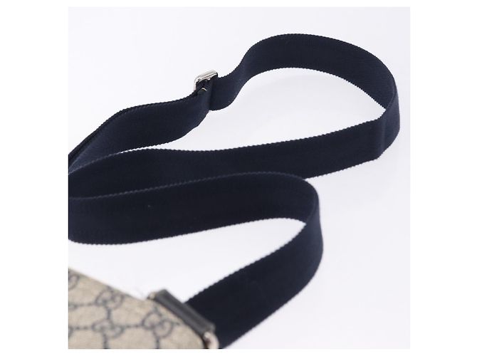 Bolsa de Ombro GUCCI GG Supreme PVC Navy Silver 201538 Auth ka6210 Prata Azul marinho - vista 17