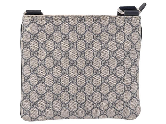 Bolsa de Ombro GUCCI GG Supreme PVC Navy Silver 201538 Auth ka6210 Prata Azul marinho - vista 2