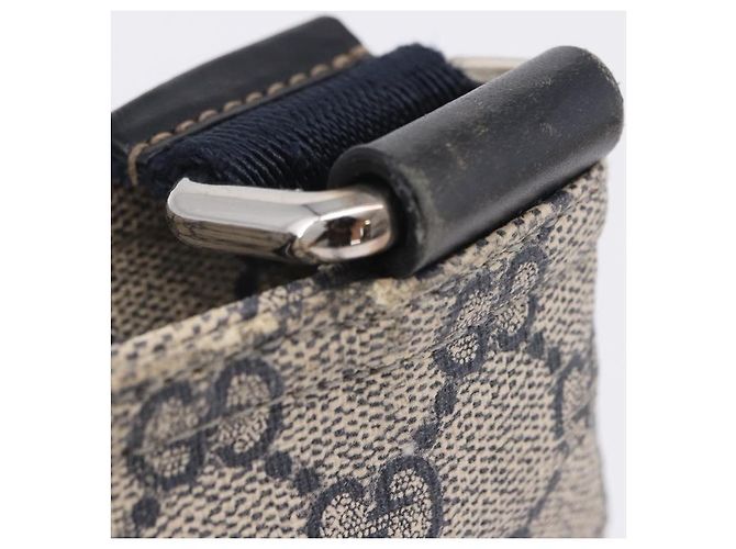 Bolsa de Ombro GUCCI GG Supreme PVC Navy Silver 201538 Auth ka6210 Prata Azul marinho - vista 21