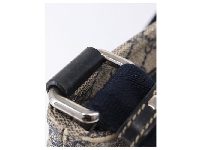 Bolsa de Ombro GUCCI GG Supreme PVC Navy Silver 201538 Auth ka6210 Prata Azul marinho - vista 22