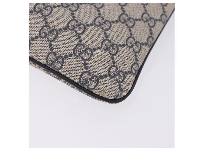 Bolsa de Ombro GUCCI GG Supreme PVC Navy Silver 201538 Auth ka6210 Prata Azul marinho - vista 24