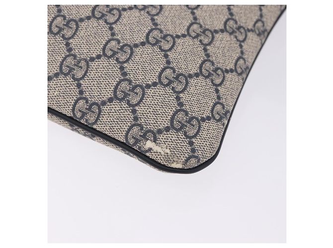 Bolsa de Ombro GUCCI GG Supreme PVC Navy Silver 201538 Auth ka6210 Prata Azul marinho - vista 26