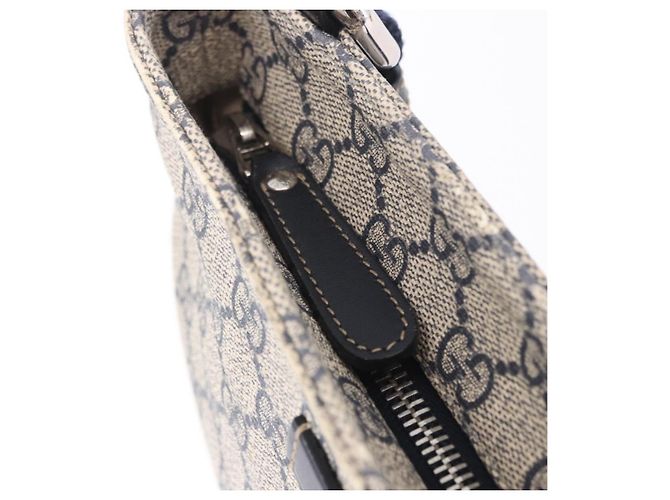Bolsa de Ombro GUCCI GG Supreme PVC Navy Silver 201538 Auth ka6210 Prata Azul marinho - vista 28