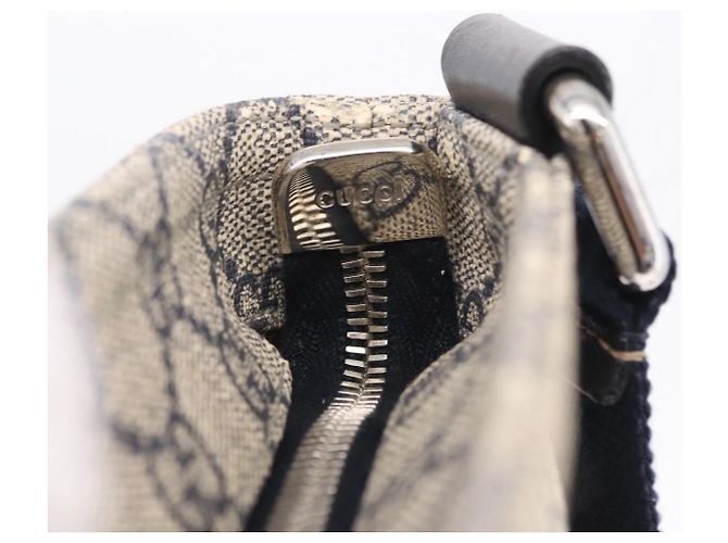 Bolsa de Ombro GUCCI GG Supreme PVC Navy Silver 201538 Auth ka6210 Prata Azul marinho - vista 29