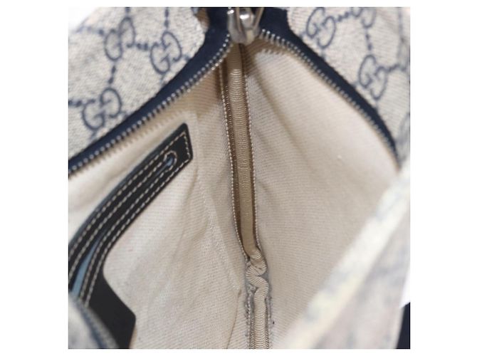 Bolsa de Ombro GUCCI GG Supreme PVC Navy Silver 201538 Auth ka6210 Prata Azul marinho - vista 30
