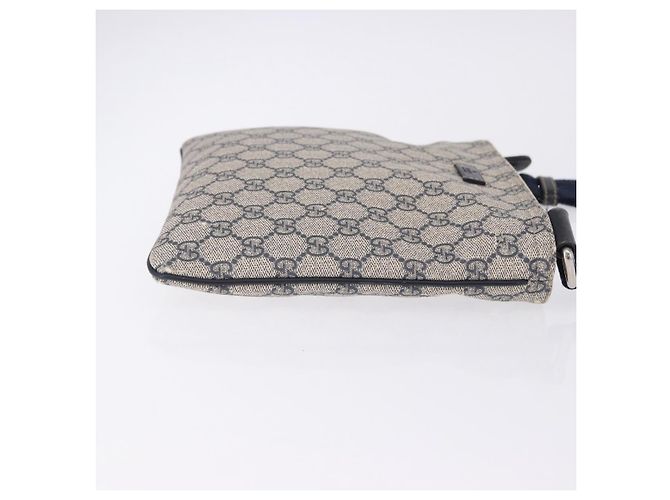 Bolsa de Ombro GUCCI GG Supreme PVC Navy Silver 201538 Auth ka6210 Prata Azul marinho - vista 4