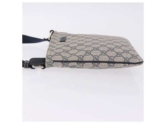 Bolsa de Ombro GUCCI GG Supreme PVC Navy Silver 201538 Auth ka6210 Prata Azul marinho - vista 5
