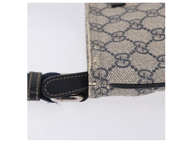 Bolsa de Ombro GUCCI GG Supreme PVC Navy Silver 201538 Auth ka6210 Prata Azul marinho - vista 7