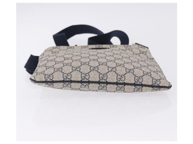 Bolsa de Ombro GUCCI GG Supreme PVC Navy Silver 201538 Auth ka6210 Prata Azul marinho - vista 8