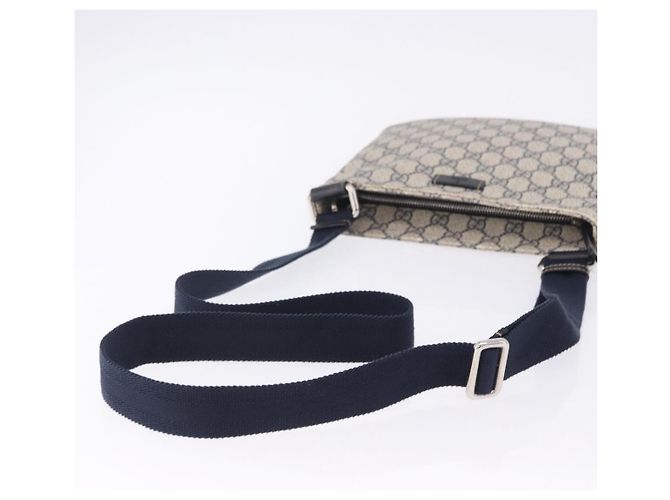 Bolsa de Ombro GUCCI GG Supreme PVC Navy Silver 201538 Auth ka6210 Prata Azul marinho - vista 9