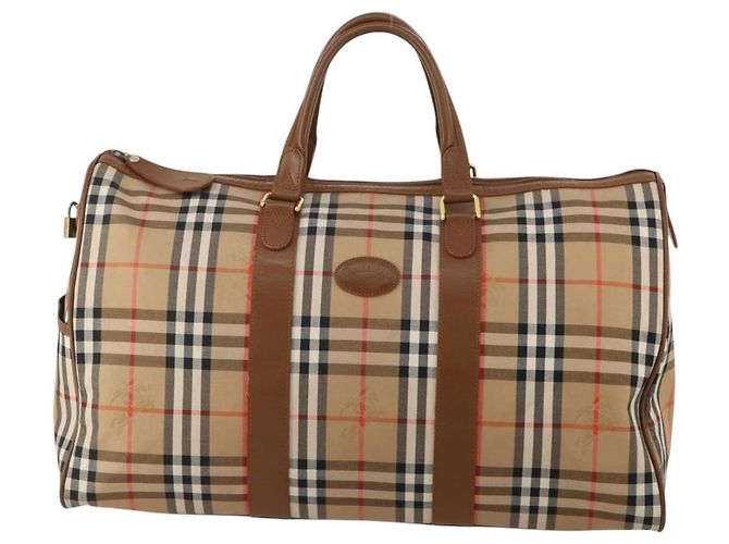 Burberrys Nova Check Boston Bag Canvas Beige Gold Auth 200460V Golden - Ansicht 13