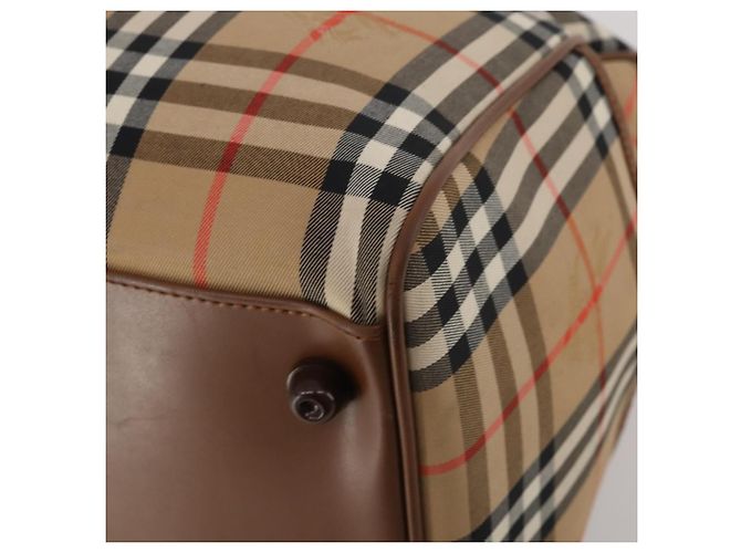Burberrys Nova Check Boston Bag Canvas Beige Gold Auth 200460V Golden - Ansicht 15