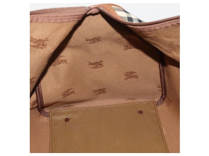 Burberrys Nova Check Boston Bag Canvas Beige Gold Auth 200460V Golden - Ansicht 20