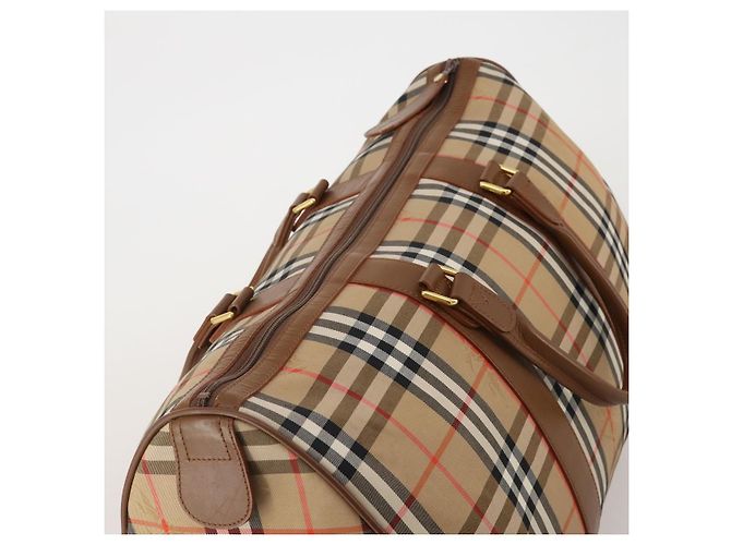 Burberrys Nova Check Boston Bag Canvas Beige Gold Auth 200460V Golden - Ansicht 6