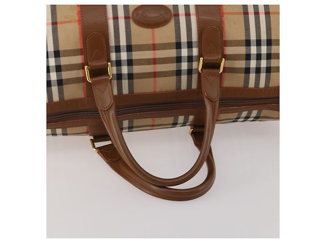 Burberrys Nova Check Boston Bag Canvas Beige Gold Auth 200460V Golden - Ansicht 7